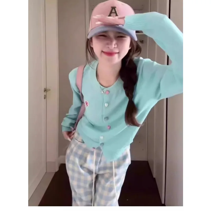 

Knitted Cardigan Women's Korean Dopamine Thin Sweater Jacket