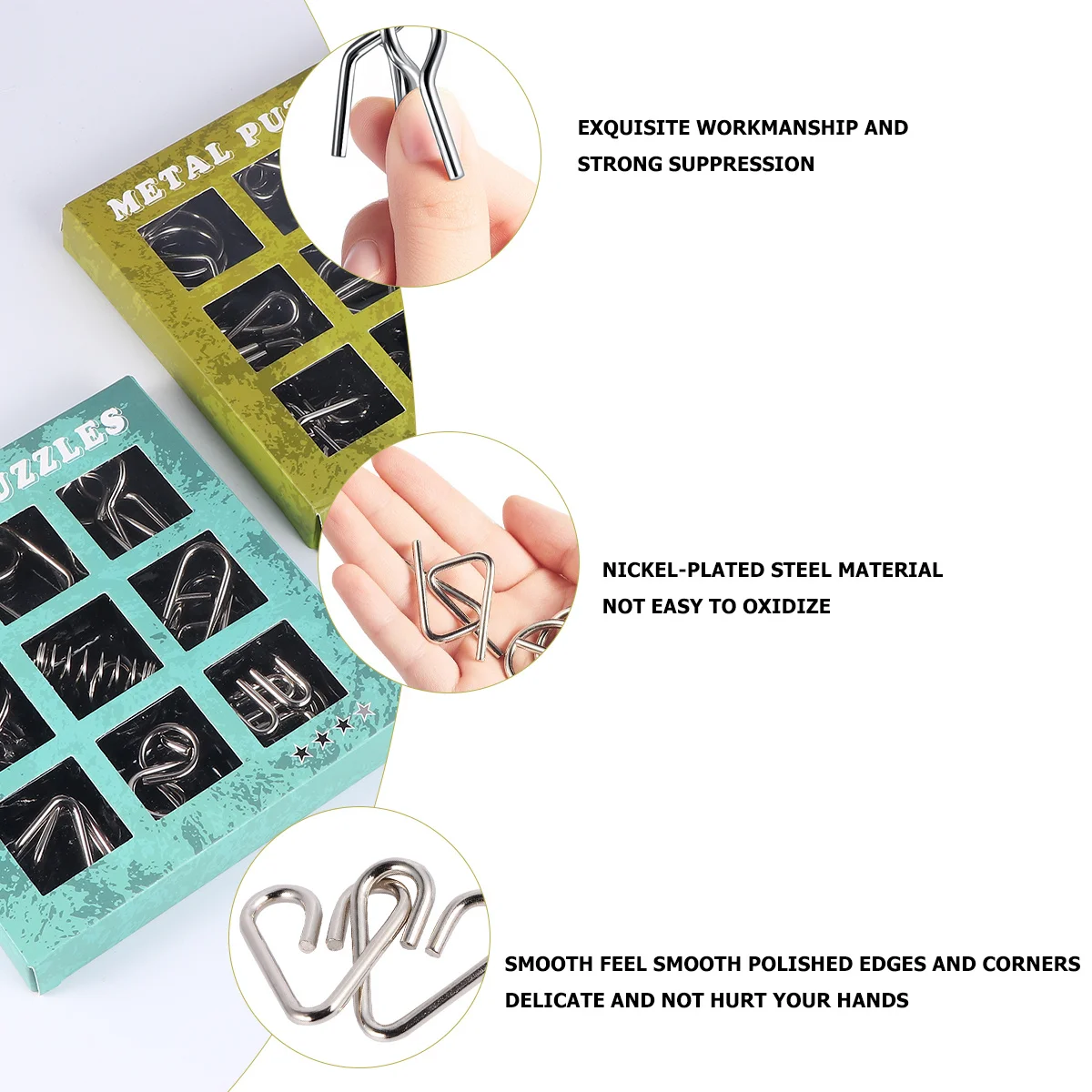 

2 комплекта, китайская головоломка для мозга, кольцо с металлической пряжкой, набор IQ, интеллектуальная игра для домашнего общежития, вызов
