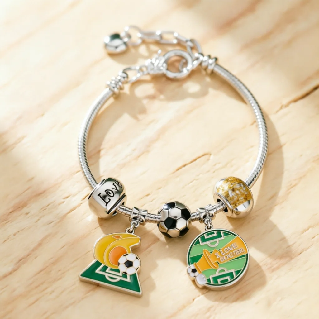 Stackable Bracelet Plated Alloy Personalized Bracelet Football Pendant Color Preserving and Durable Accessory