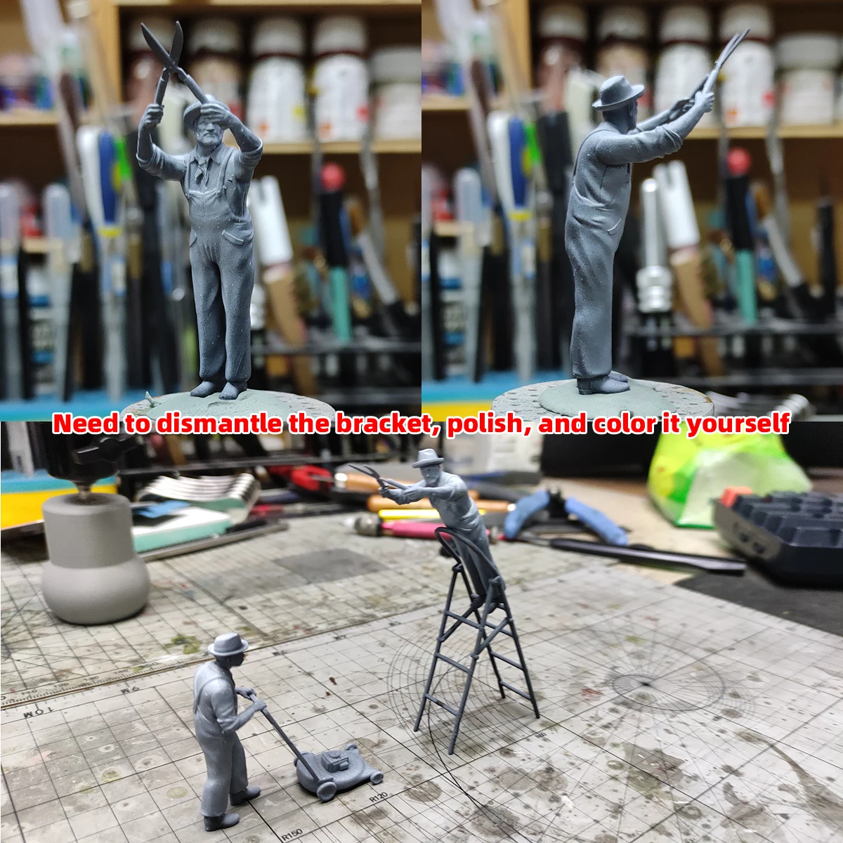 Miniatur-Modellbausatz Soldatenfiguren Diorama Unbemaltes Harz Zivilisten Gärtner Mini-Figuren 1/35 1/43 1/48 1/64 1/72 1/87 – Detail 7