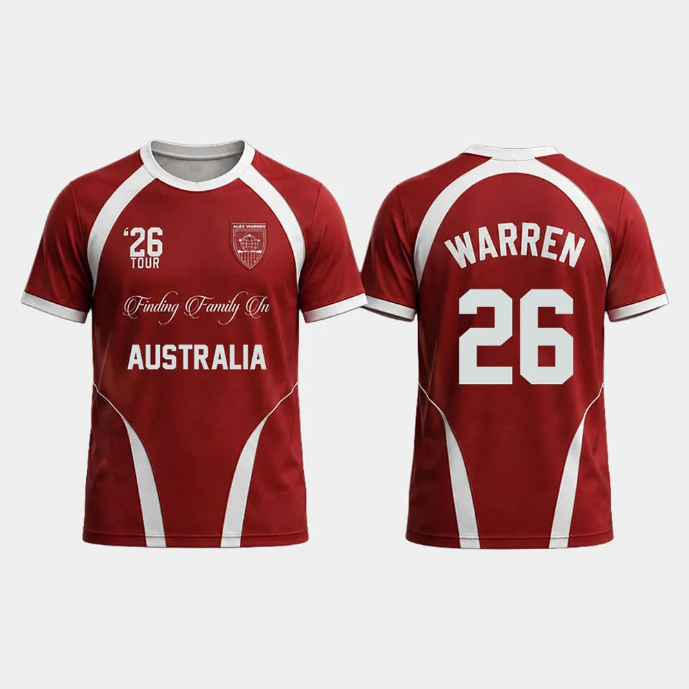 Alex Warren Finding Family on The Road Tour Jersey Australia Design Graphic Print Merch Tops Short Sleeve O-neck Loose T-shirt