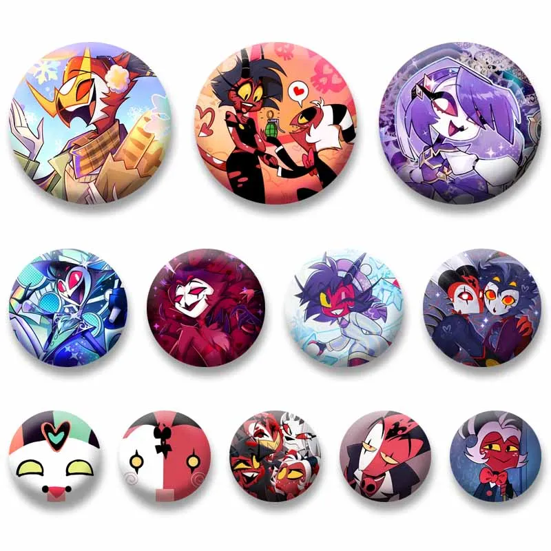 H-Helluva-A Boss Tinplate Brooch Loona Stolas Blitzo Millie Cartoon Badge Handmade Lapel Pins for Backpack Clothes Decor Jewelry