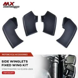 Upper Lower Winglets Side Fixed Wing Carbon Fiber For DUCATI Streetfighter V2 V4 V4S 2019-2024 Motorcycle Air Deflector Fairing