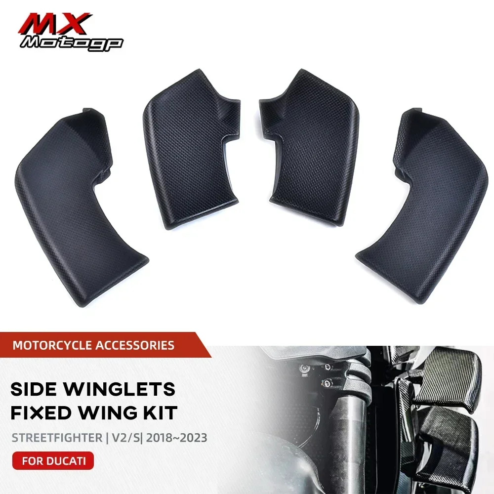 Upper Lower Winglets Side Fixed Wing Carbon Fiber For DUCATI Streetfighter V2 V4 V4S 2019-2023 Motorcycle Air Deflector Fairing