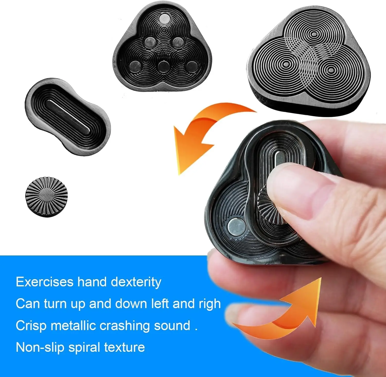 Fidget Spinner triangolare a tripla rotazione, giroscopio EDC da tavolo creativo per alleviare lo stress in ufficio, regalo di festa nero o argento