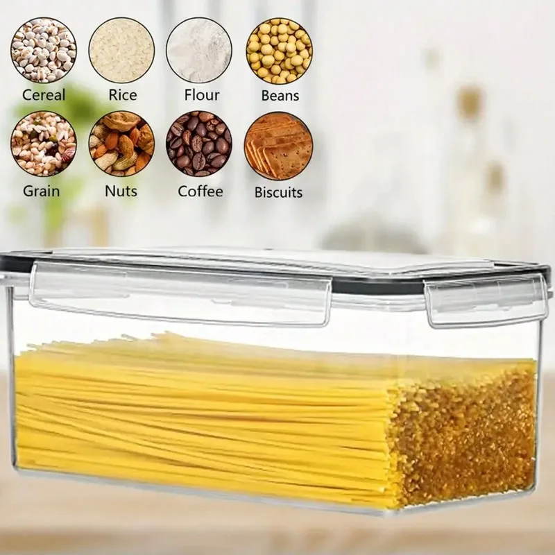 Food Storage Containers With Lids,Plastic Spaghetti Storage Box, PP Material  Kitchen Pantry Organization And Storage