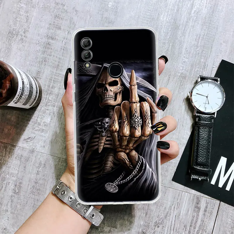 Grim Reaper Skull Skeleton Transparent Soft Phone Case for Huawei Honor 10 Lite 9 20i 8S 8A 8X 9X 50 Y5 Y6 Y7 Y9S P Smart 2019 C