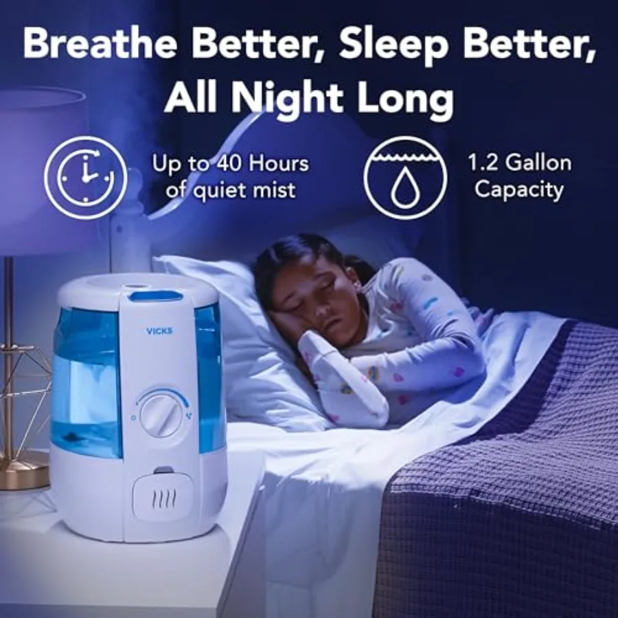 مرطب هواء CoolRelief للغرف الصغيرة والمتوسطة، مثالي للطفل والكبار، عملية هادئة بسعة 1.2 جالون #2