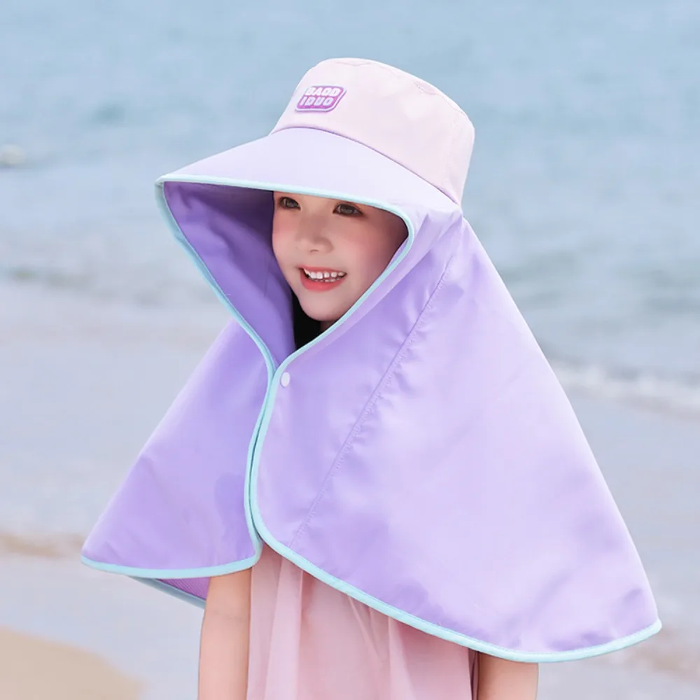 

Big Brim Baby Fisherman Hat Sun Protection Neck Cover Kids Sunscreen Hat Extended Shawl Bucket Cap Children Beach Cap Spring