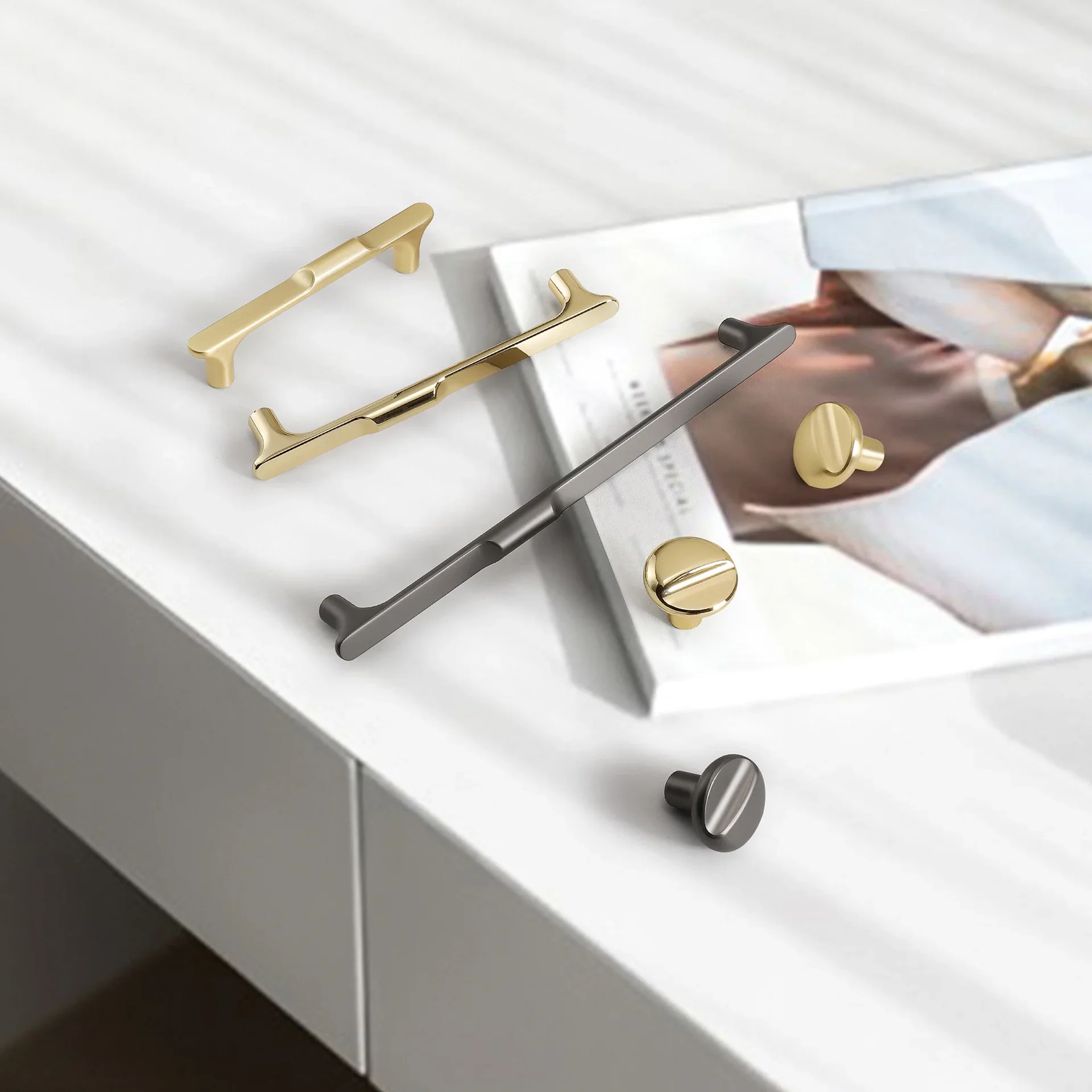 Door handle zinc alloy black modern light luxury wardrobe drawer cabinet solid door handle hardware accessories