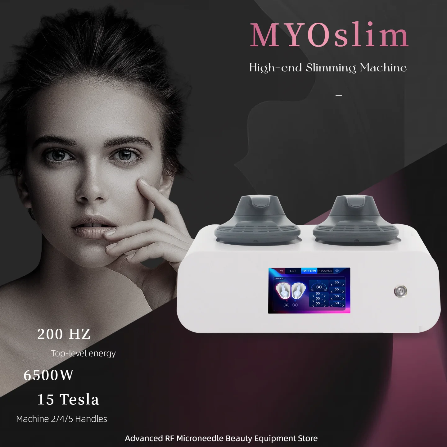 

HI-EMT PRO Стимулятор глубоких мышц Профессиональный радиочастотный аппарат MYOSLIM для моделирования тела, сжигания жира и похудения.