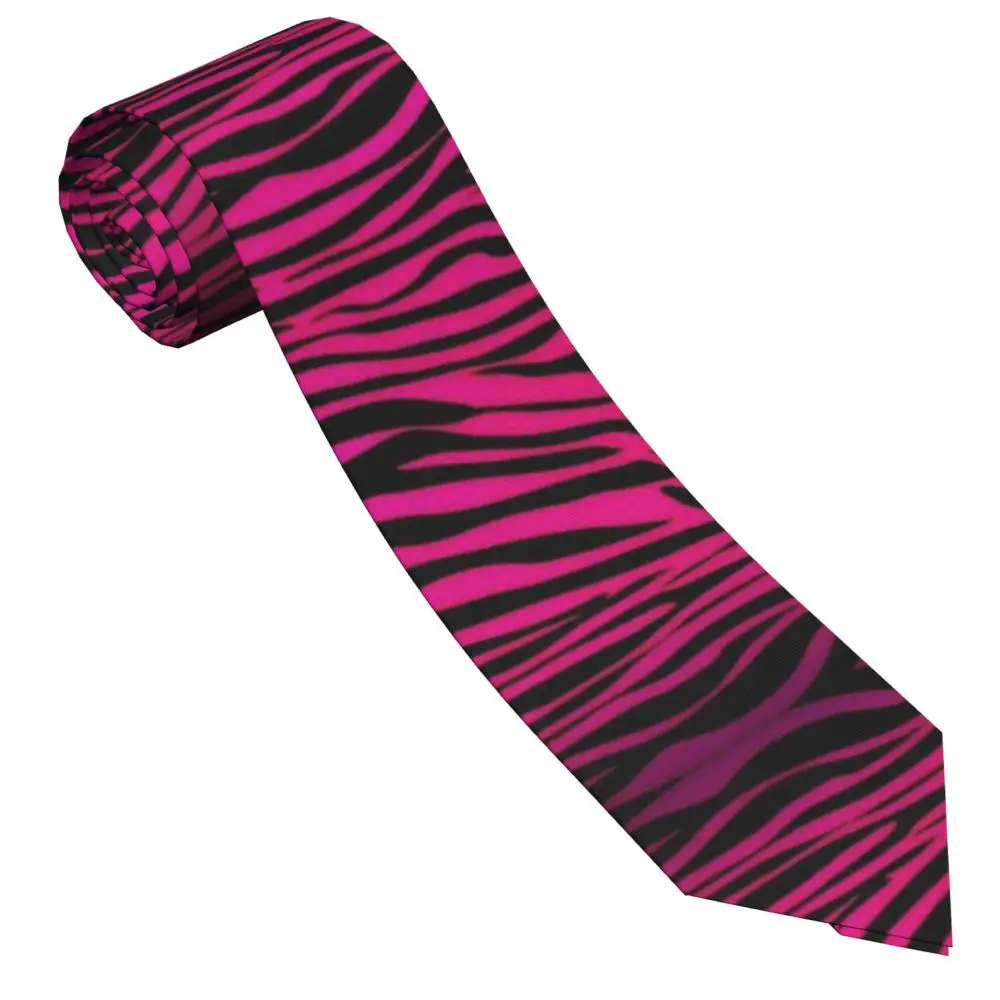 Gothic Pink Zebra Stripes Men Women Neckties Slim Polyester 8 cm Wide Neck Ties for Mens Shirt Accessories Wedding