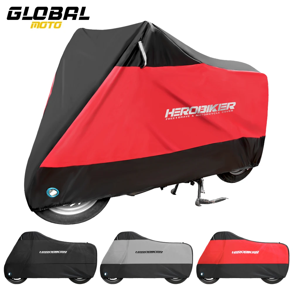 

Чехол для мотоцикла, пылезащитный УФ-защита, мотоциклетный плащ, водонепроницаемый всесезонный чехол для кемпинга, скутера, дождевик M-4XL