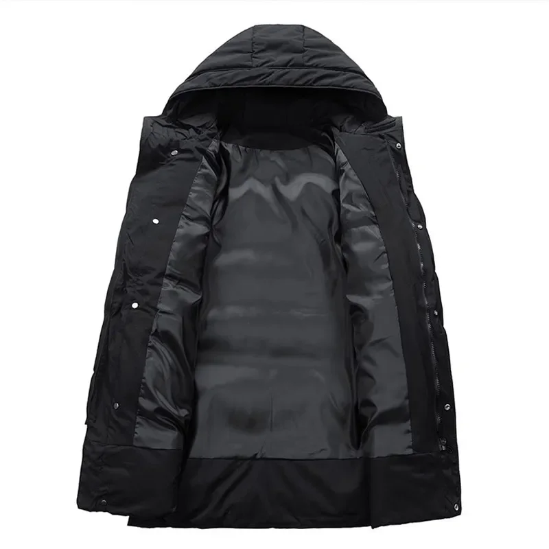 LIBIELIY Winter Men's Warm Parkas Thick Casual Windproof Long Coats Men Hooded Jackets Outwear Windbreaker Solid Male Parka Plus