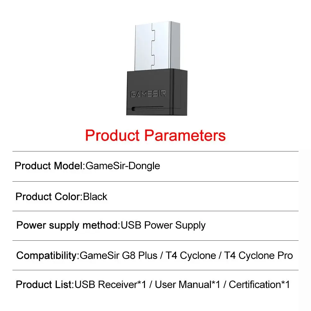 Gamesir G8 Galileo Plus G8 + T4 Cyclone و T4 Cyclone Pro 2.4g جهاز استقبال دونجل لاسلكي Gamepads Adpter ملحقات وحدة التحكم في الألعاب