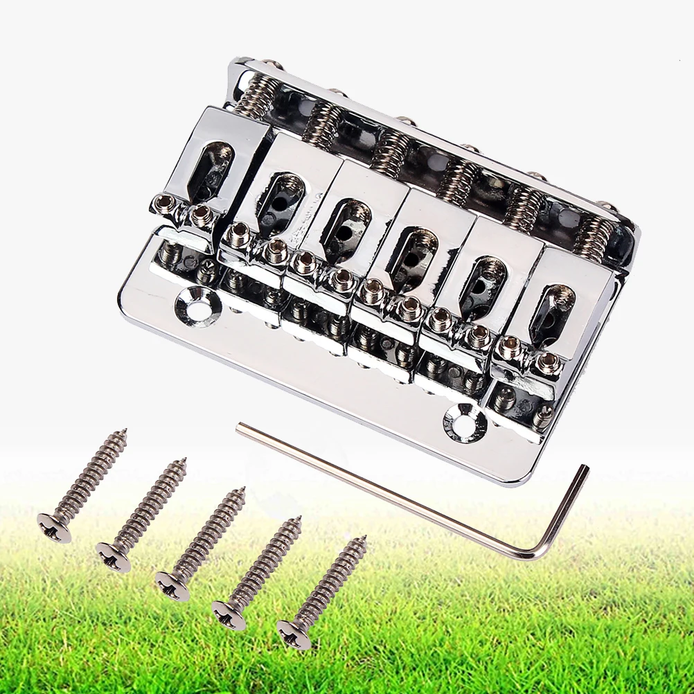 

65Mm 6 String Fixed Hard Tail Guitar Bridge Electric Guitar Tailpiece Vintage Style Bass Bridge With 5 Screws Height Adjustable