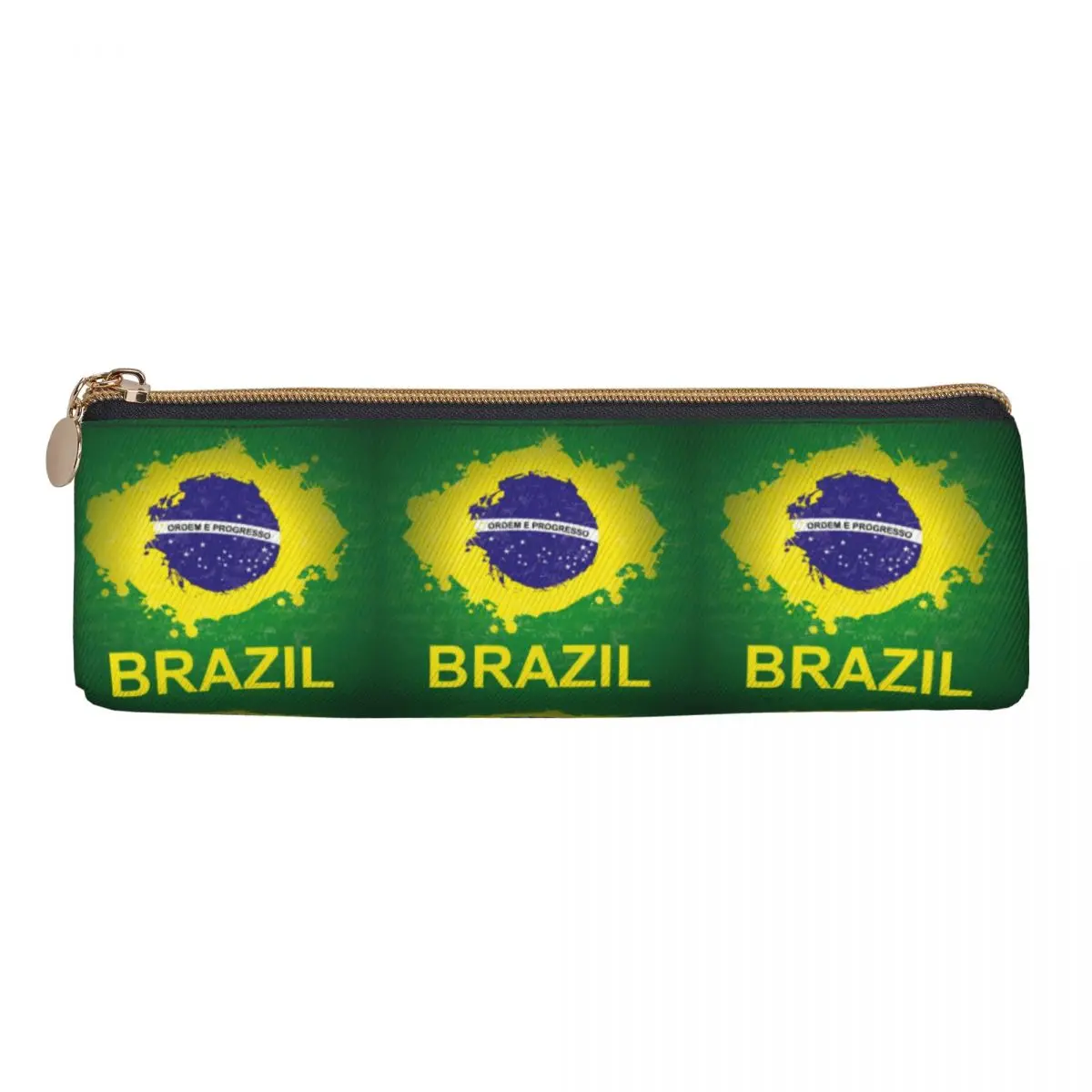 

Brazil Flag Pencil Case Pen Holder Storage Stationery Supplies Large Storage Pen Box Pencil Bag for Boy Girl Gifts