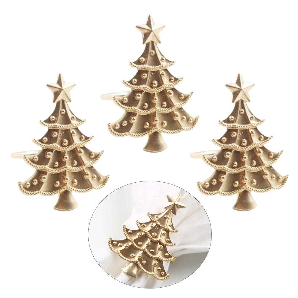 3 Pcs Christmas Tree Napkin Decoration Ring 68*44cm Table Favors Metal Holders