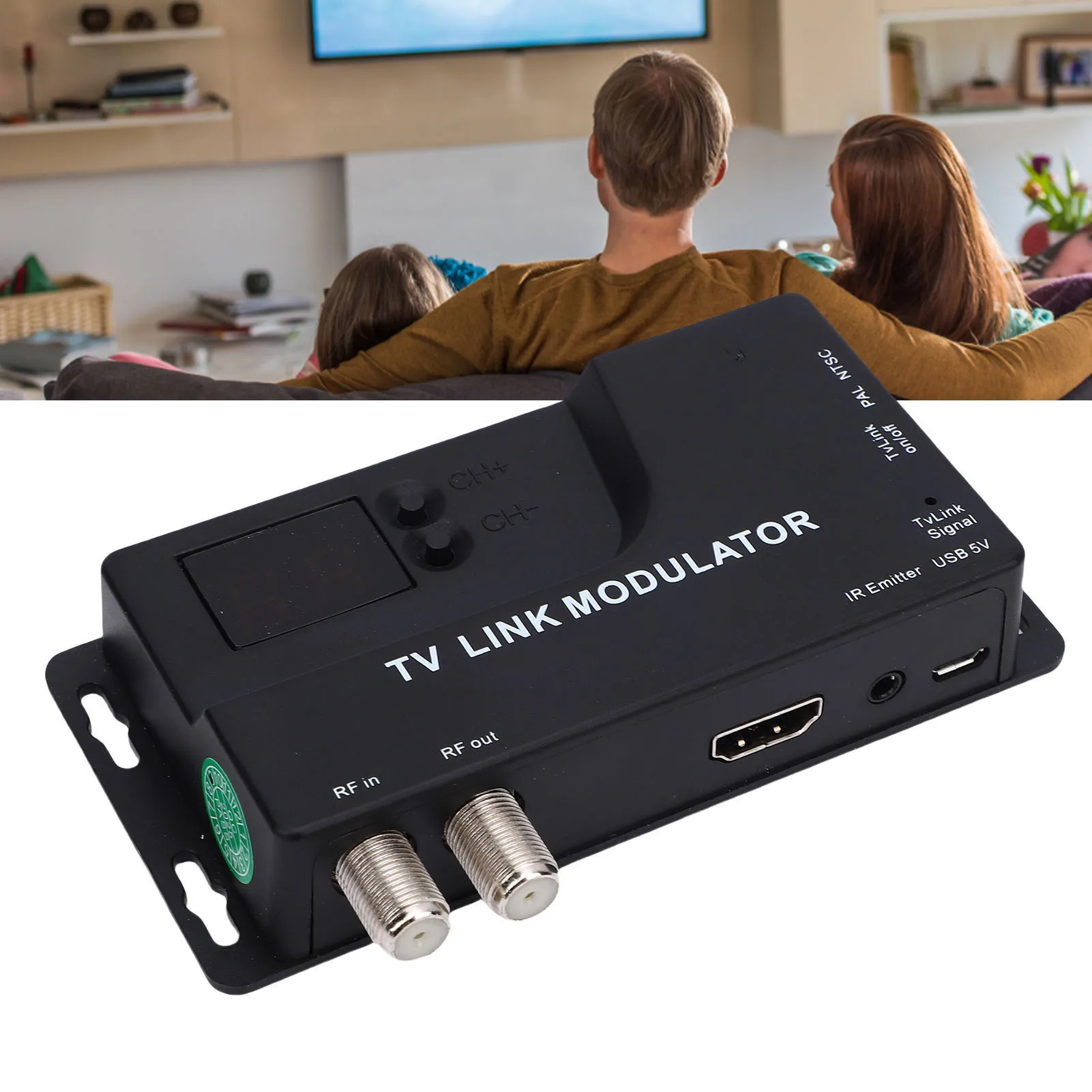 HD to RF Converter RF Modulator 471.25Mhz To 885.25MHz 1080P HD Coaxial Converter Support NTSC PAL Format for TV Game Console