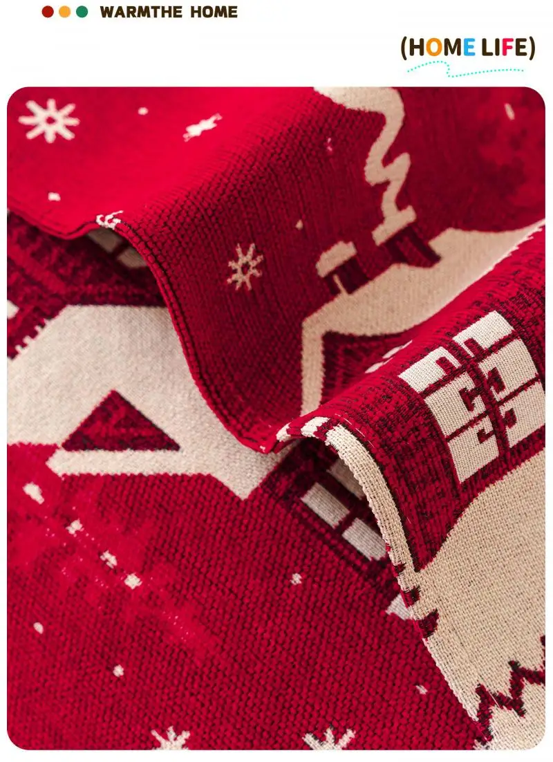 Weihnachtsatmosphäre Chenille-Sofabezug Ganzjahres-Sofabezüge Rutschfeste und Katzenresistente Stoffbezüge Maschinenwaschbare Sofakissen – Detail 6