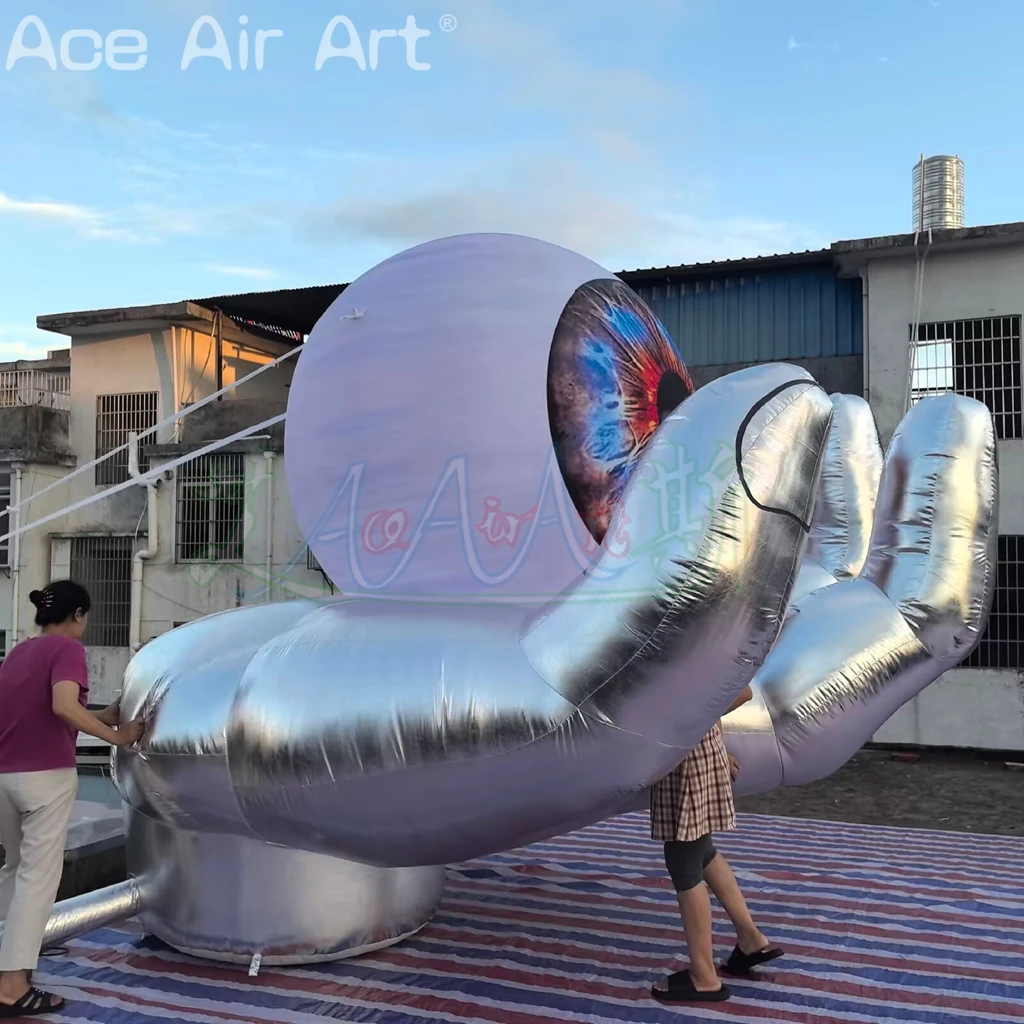 Mains gonflables avec boule à œil tenant, modèle de doigts gonflables pour décoration de spectacle de fête sur scène d'halloween