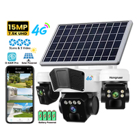 Hongnaer 15MP 3 Lens 4G Wireless Solar Powered Camera O-KAM Pro 4K Outdoor Surveillance CCTV Security 4G Sim Card Solar Camera
