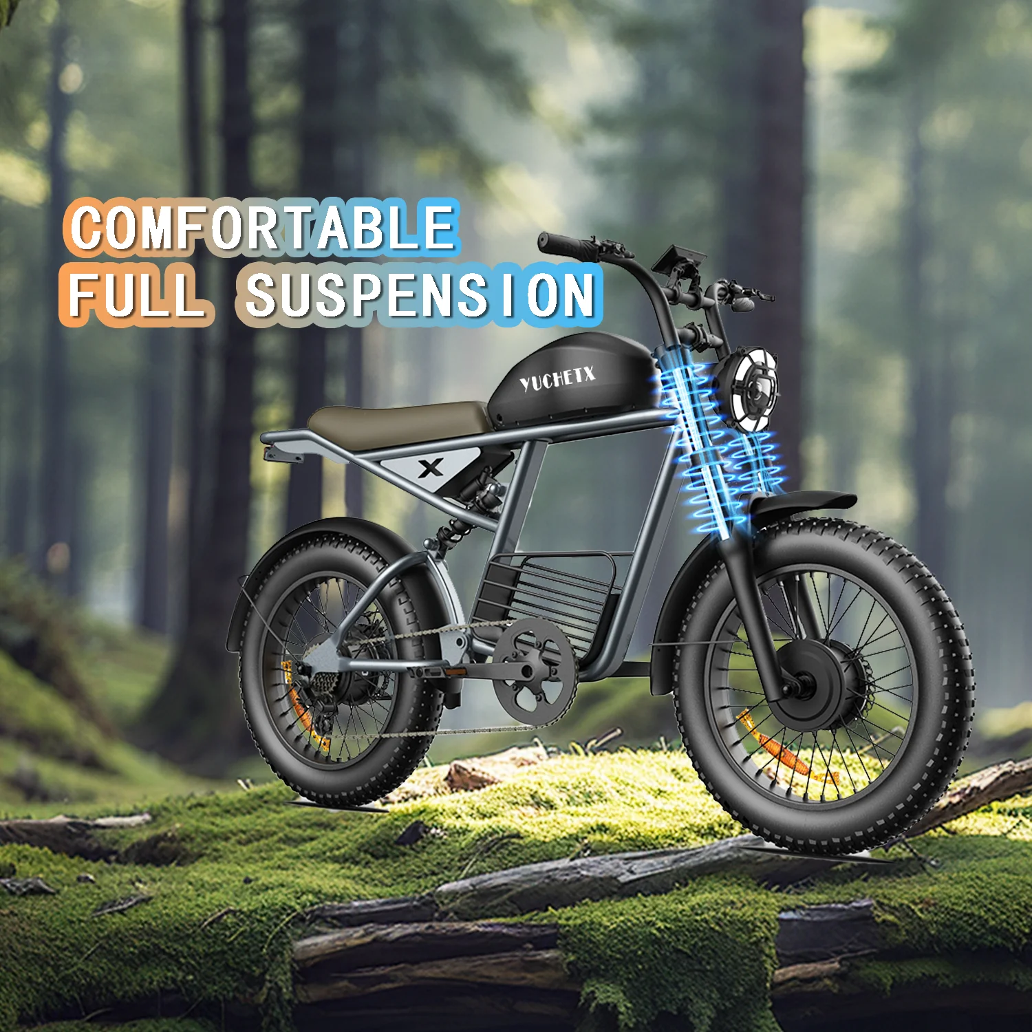 Bicicleta elétrica para adultos com motor de pico de 1500 W, máximo 35 MPH e 56 milhas, bicicletas elétricas com bateria de 18,9 Ah, bicicleta elétrica de pneu gordo de 20"