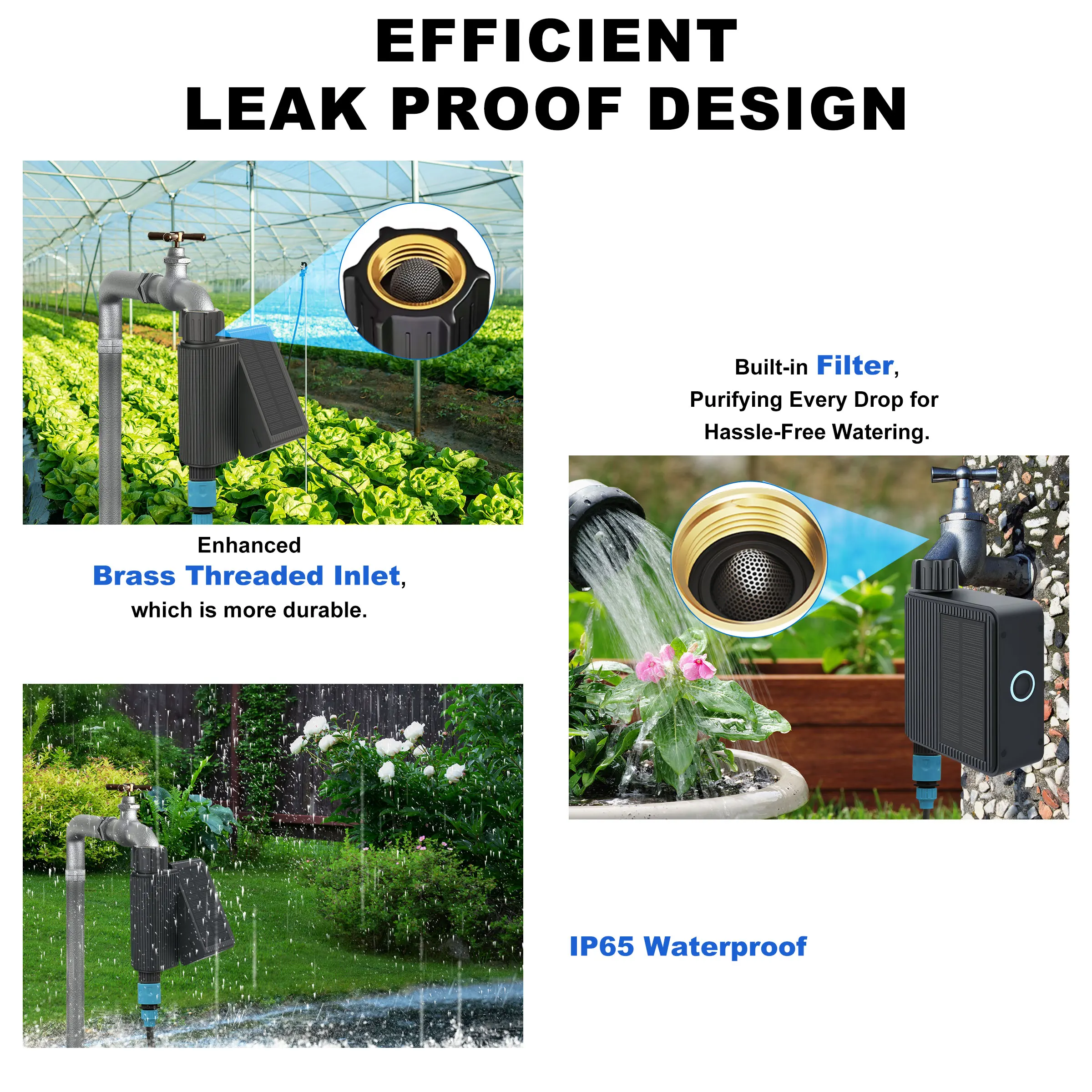Smart Water Timer Solar Powered WiFi Sprinkler Timer with Brass Inlet Automatic Irrigation Controller No Hub Required