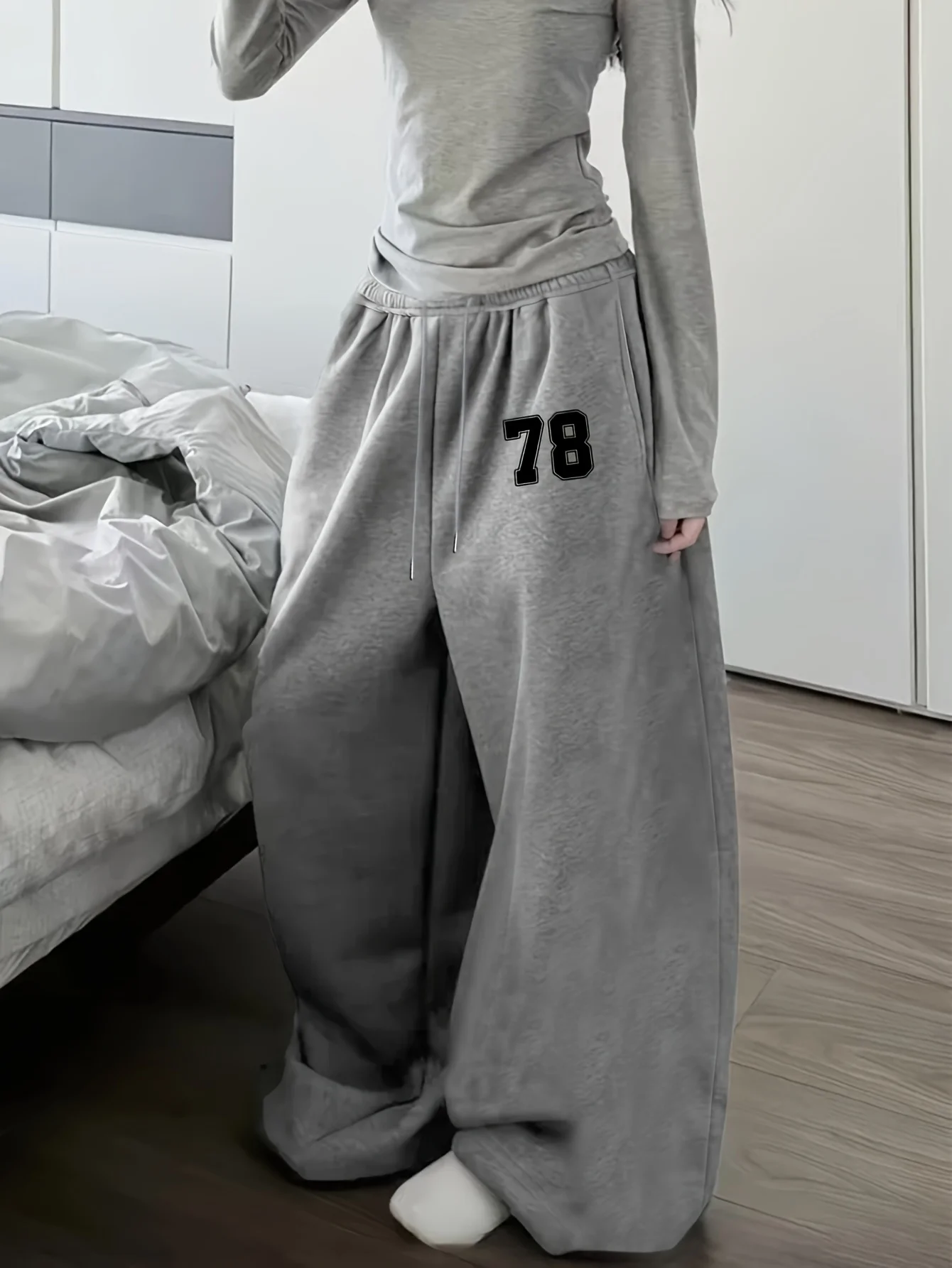 NEW 78 Lucky Number Sweatpants Loose Casual Fleece Minimalist Basic Women'S Easy All-Season Winter Women'S
