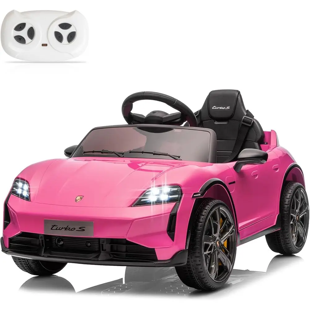 12V キッズライドオンカー、ライセンス取得済みポルシェ・タイカン電動カー（幼児向け）、バッテリー駆動の乗用玩具、リモコン付き