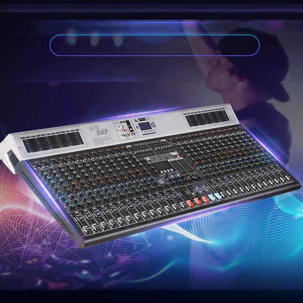 26-channel Professional Audio Mixer Console +48V Phantom Power 99 DSP Effects Bluetooth USB Computer Play For Stage Performance