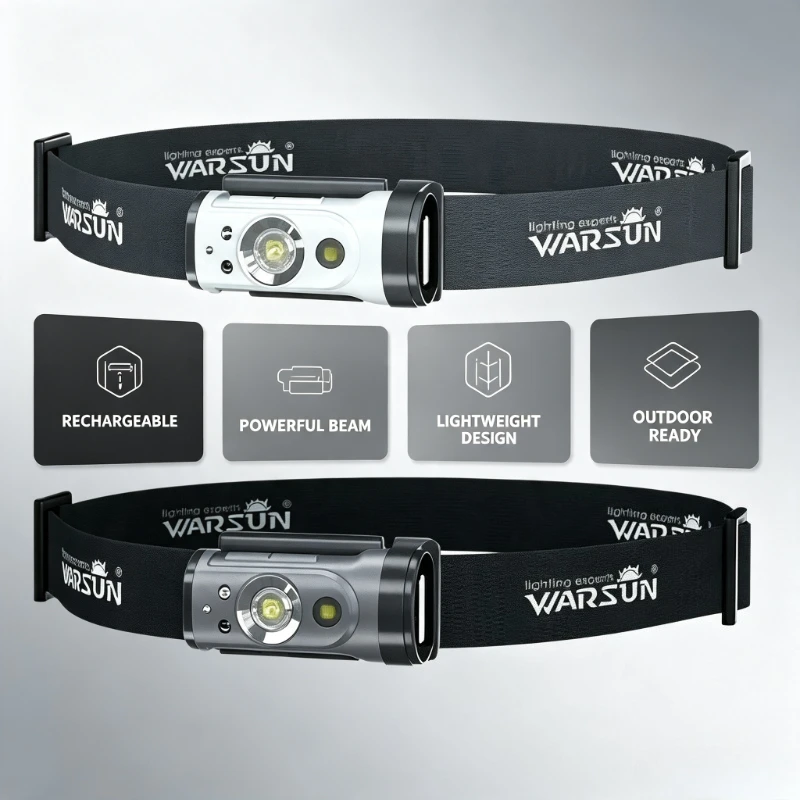 New Warsun Headlamp Rechargeable Headlight Portable Rotating Powerfull Hunting Light Led Fishing Front Bicycle Light Tool