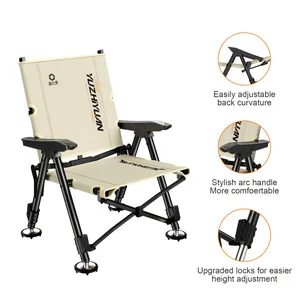 Portable Folding Camping Chair Set with Side Storage Tray, Adjustable Reclining Fishing Chair for Beach, Camping and Outdoor Use view 5