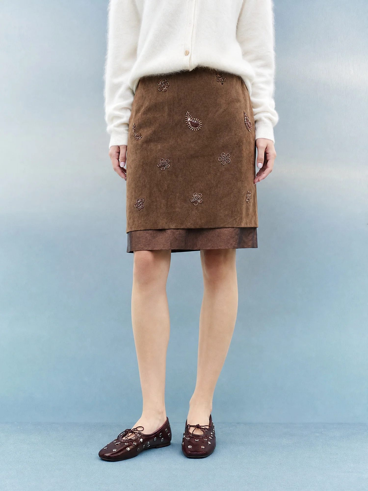 Retro Filter Handmade A-Line  Skirt Layered Straight Patchwork Bodycon Skirt Polyester Fiber No Stretch Autumn Season