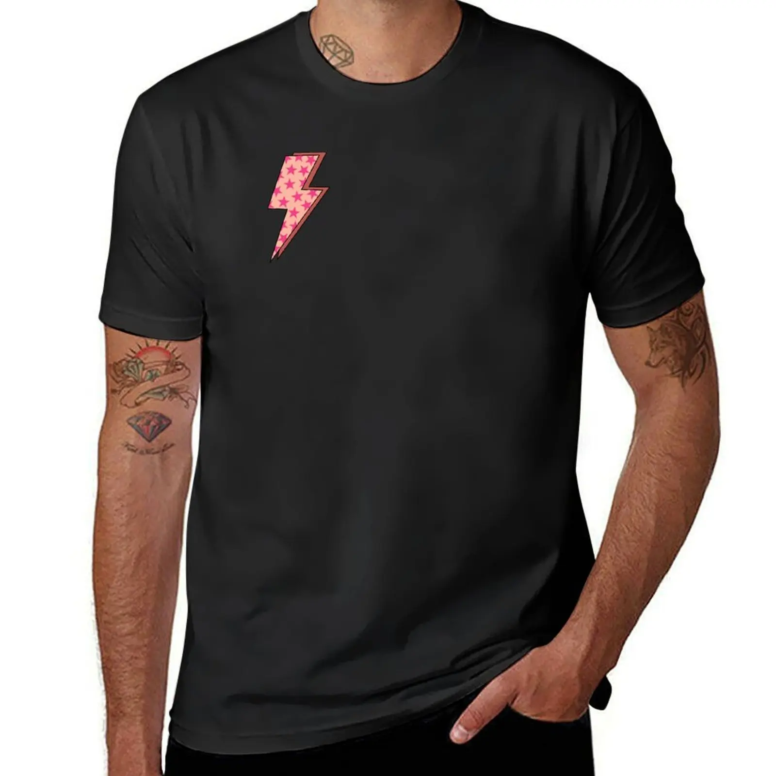 

Pinks lightning bolt with stars T-Shirt shirts graphic tees plus sizes animal prinfor boys cute clothes Men's clothing