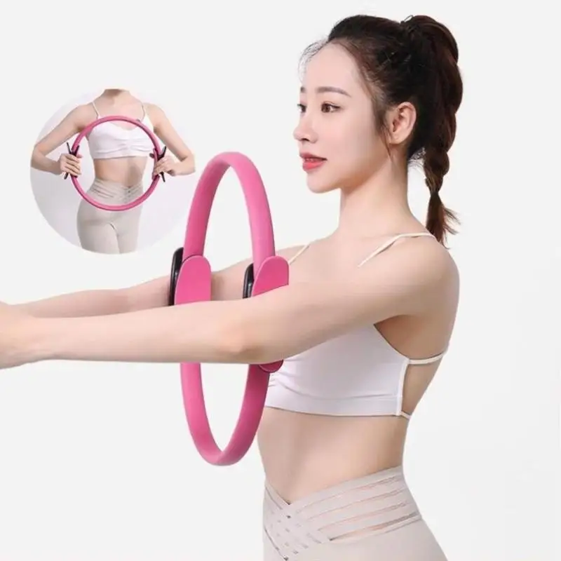 1Pcs Eco-Friendly Lightweight Fitness Circle Shaping Fiberglass Pilates Ring Durable Non-Slip Grip Yoga Ring Exercise Equipment