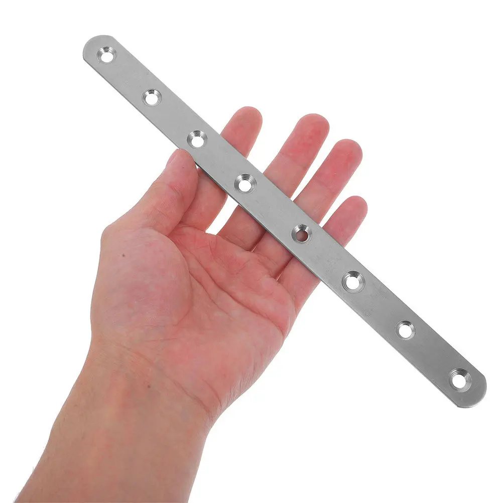 1 Set Stainless Steel Flat Mending Plate Brackets Straight Repair Fixing Connectors For Wood Furniture Durable Rustproof Secure