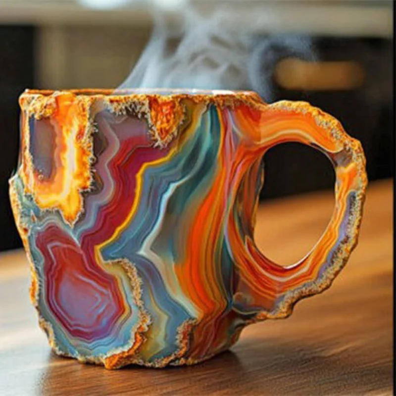 Hot Natural Resin Mineral Crystal Coffee Cups Agate Crystal Cups Household Necessities Office Household Water Cup Gift