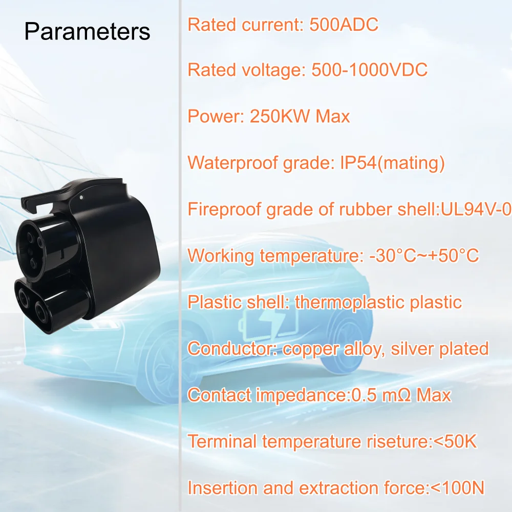 에너지 하이웨이 NACS에서 CCS1 어댑터로 변환 테슬라에서 CCS1 어댑터로 변환 500A 250KW DC 테슬라 슈퍼차저 호환 썸네일 5