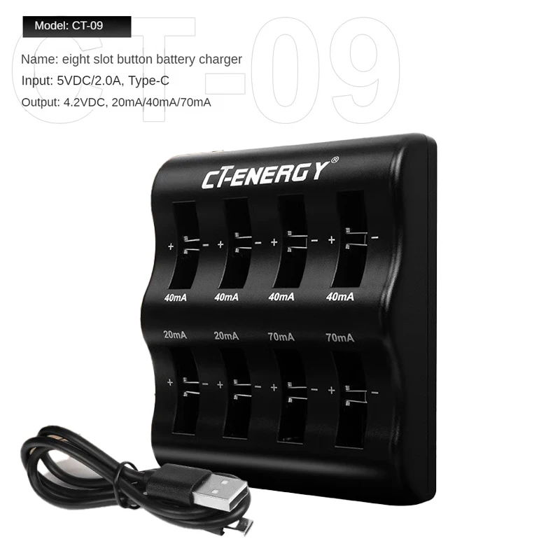 8 Slot Lithium Coin Battery Smart Charger Travel Portable Charger For 1220 1240 1620 1632 2032 2025 2016 2430 2440 2450 2477