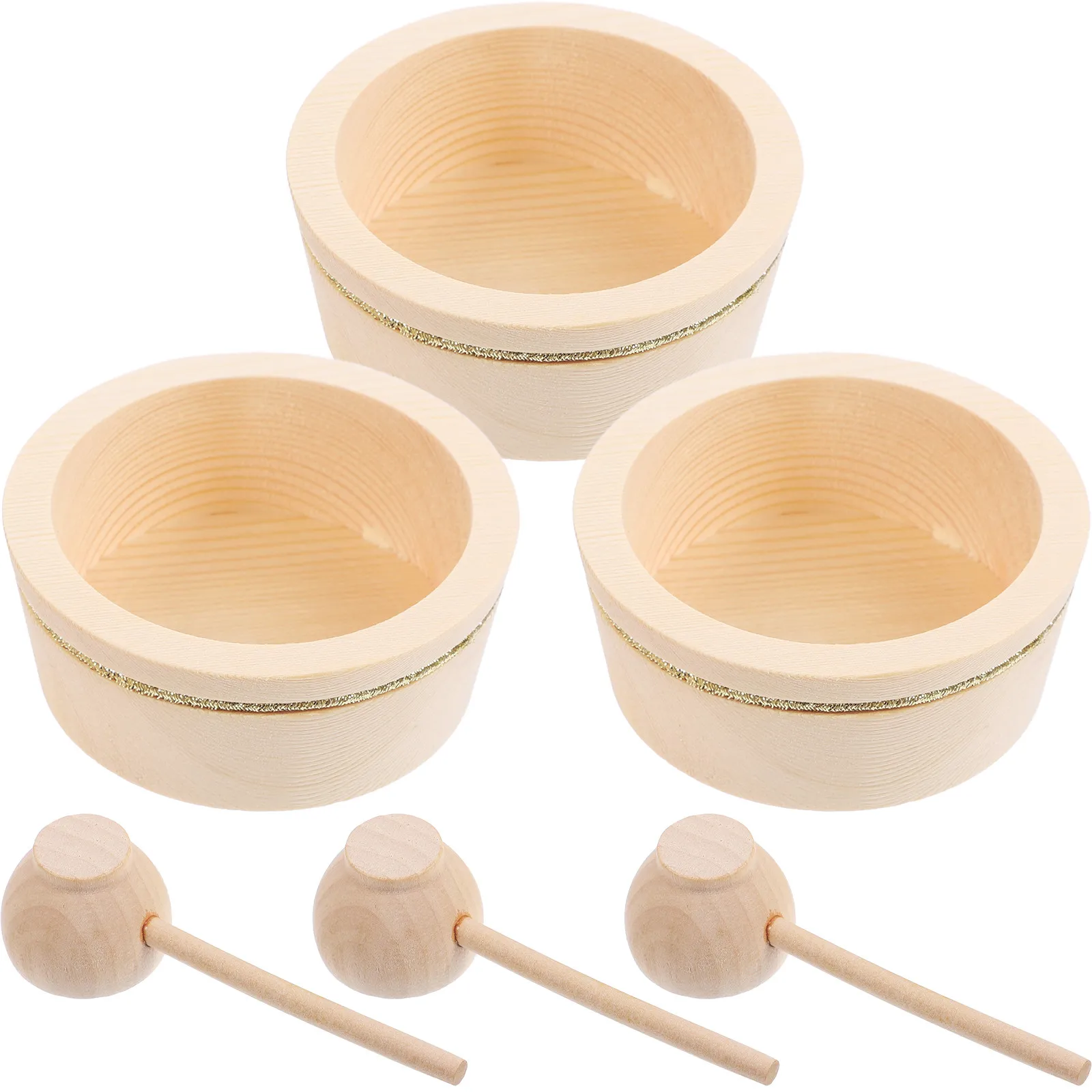 

3Sets Mini Wood Bowl Spoon Set Handmade Unpainted Small Kitchenware for Dollhouse Decoration Pretend Gift Ideas