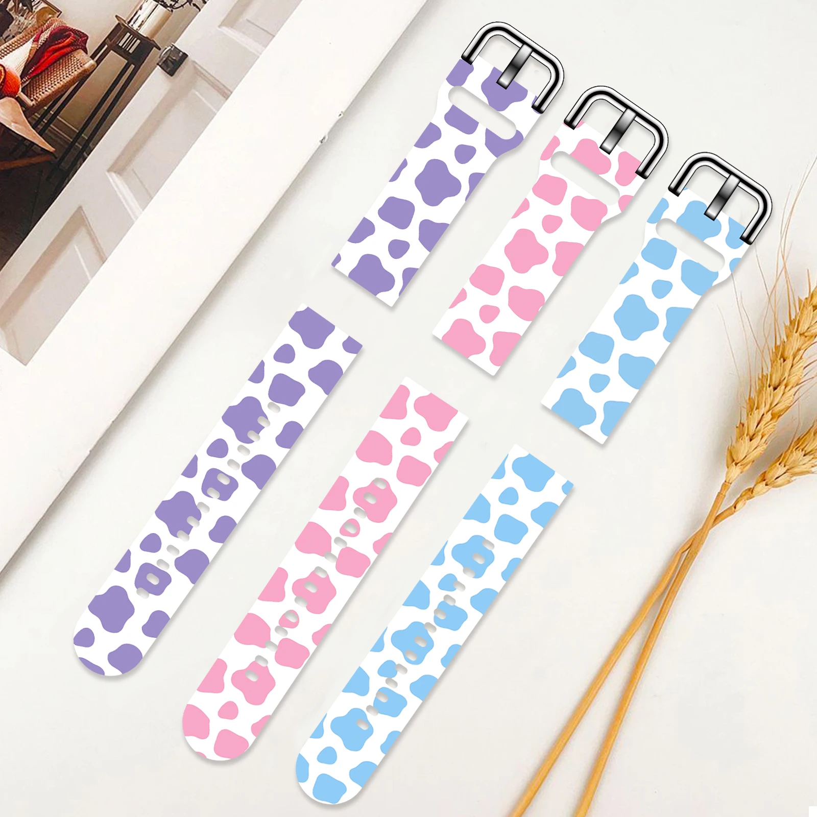 20mm Cow Block Print Strap for Samsung Galaxy Watch 6/5/4 40mm 44mm Sport Band Replaceable Bracelet 22mm for 5Pro 45mm Watchband