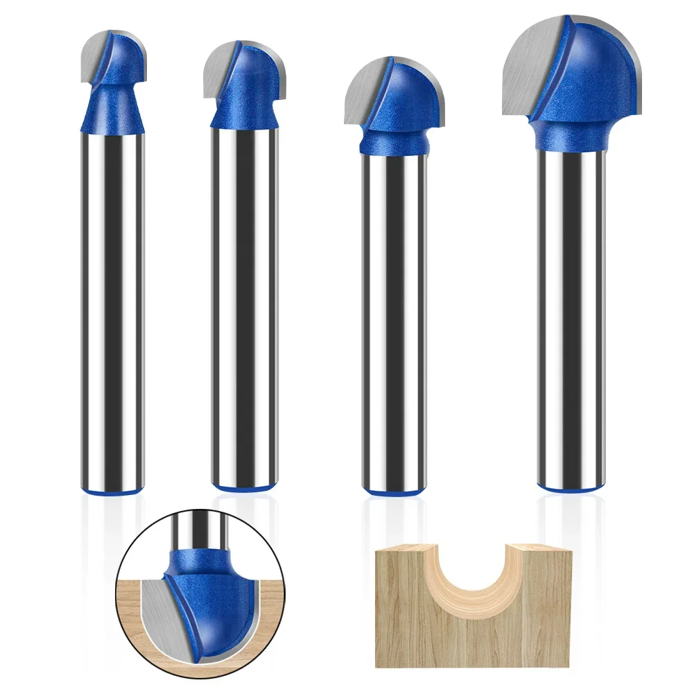 1 Pcs 6mm 1/4in Shank Round Nose Cove Box Router Bit Cutting Diameter Double Flute Core Box Woodworking Tool for Edge Forming