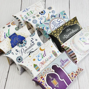 10pcs Eid Mubarak Hadiah Kraft Tas Kotak Bantal Permen Kue Coklat Kotak Kertas Ramadan Kareem Dekorasi Perlengkapan Pesta Anak-anak Hadiah 10 kotak lebaran terlaris - №