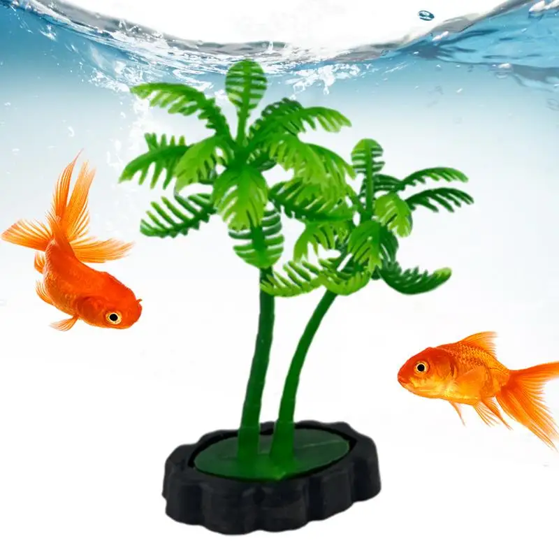 Green Aquarium Plants Creative Mini Coconut Tree ornament Artificial Underwater Plants For Fish Tank DIY Landscaping Decoration