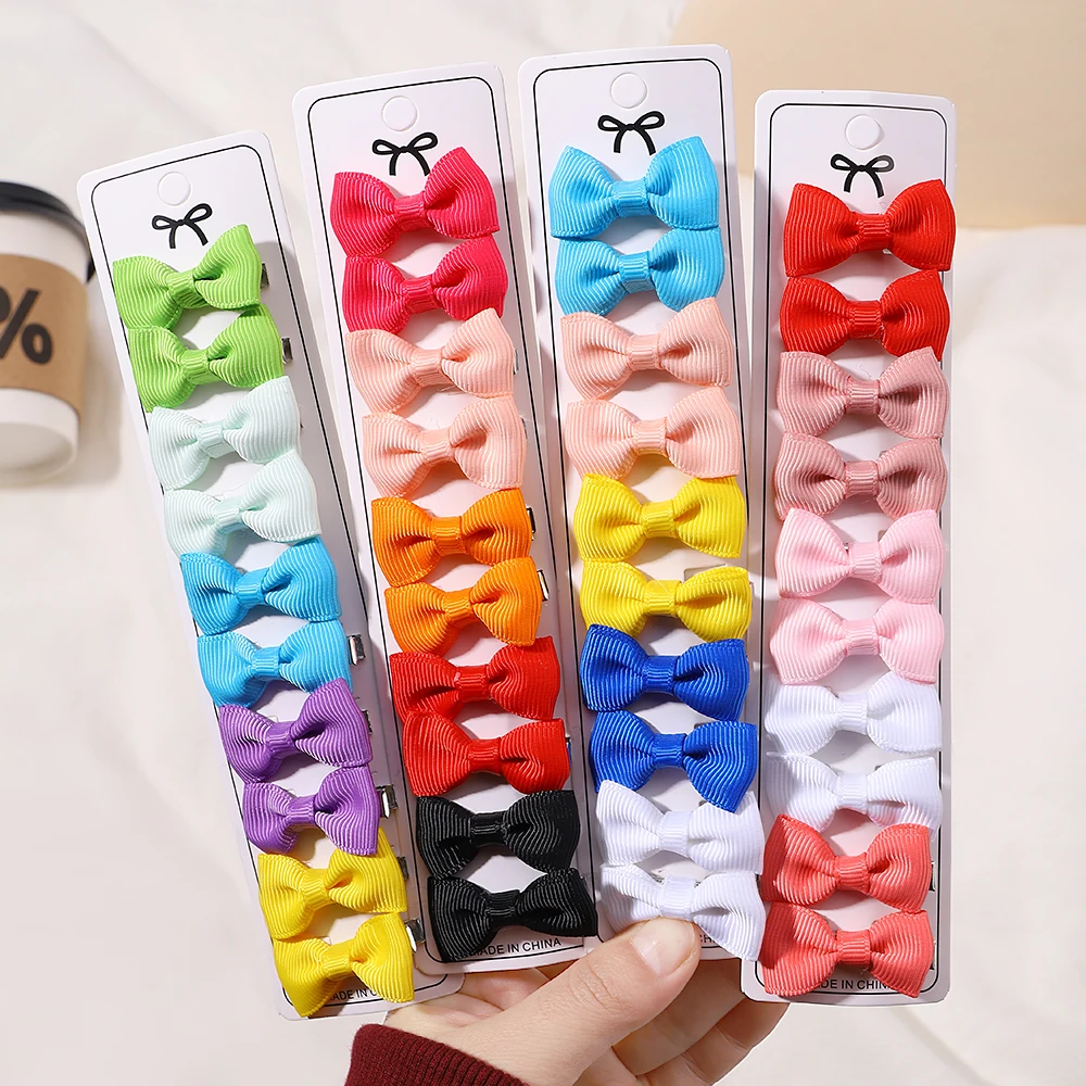 10 sztuk butik ręcznie robione małe kokardki dla dzieci rypsowa 1.5 "kokardy do włosów zaciski krokodylkowe dla dziewczynek małe dzieci akcesoria do włosów prezent