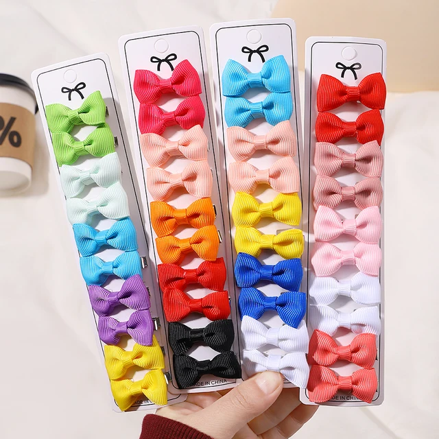 10 sztuk butik ręcznie robione małe kokardki dla dzieci rypsowa 1.5 "kokardy do włosów zaciski krokodylkowe dla dziewczynek małe dzieci akcesoria do włosów prezent