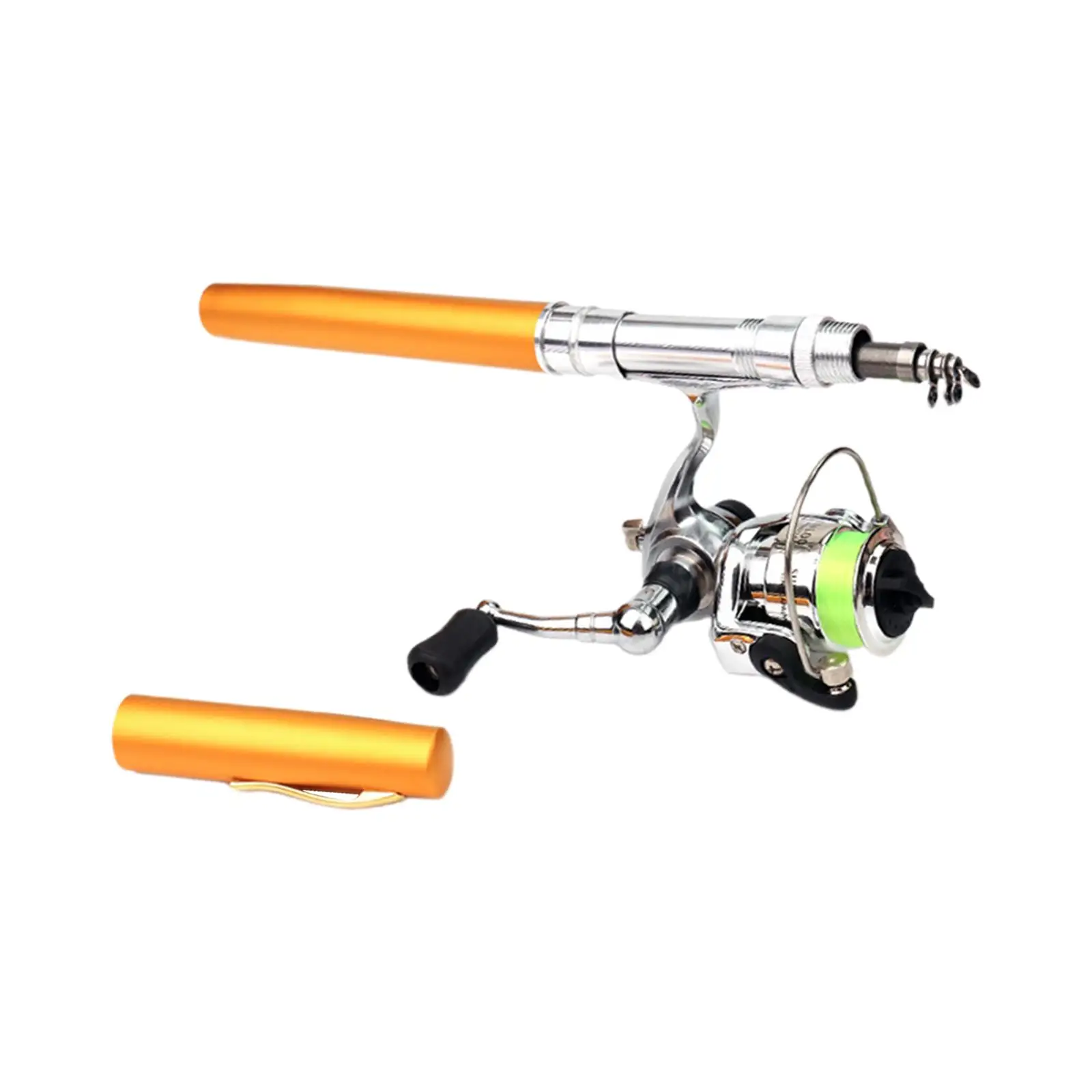 Mini Ice Fishing Rod and Reel Combo Portable Fiberglass Pocket Pole Telescopic Set for Kids Winter Lake