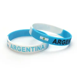 2pcs Engrave Argentina Flag Bracelet Men Women Silicone Wristband Bangle Sport Rubber Band National Day Patriotic Accessories