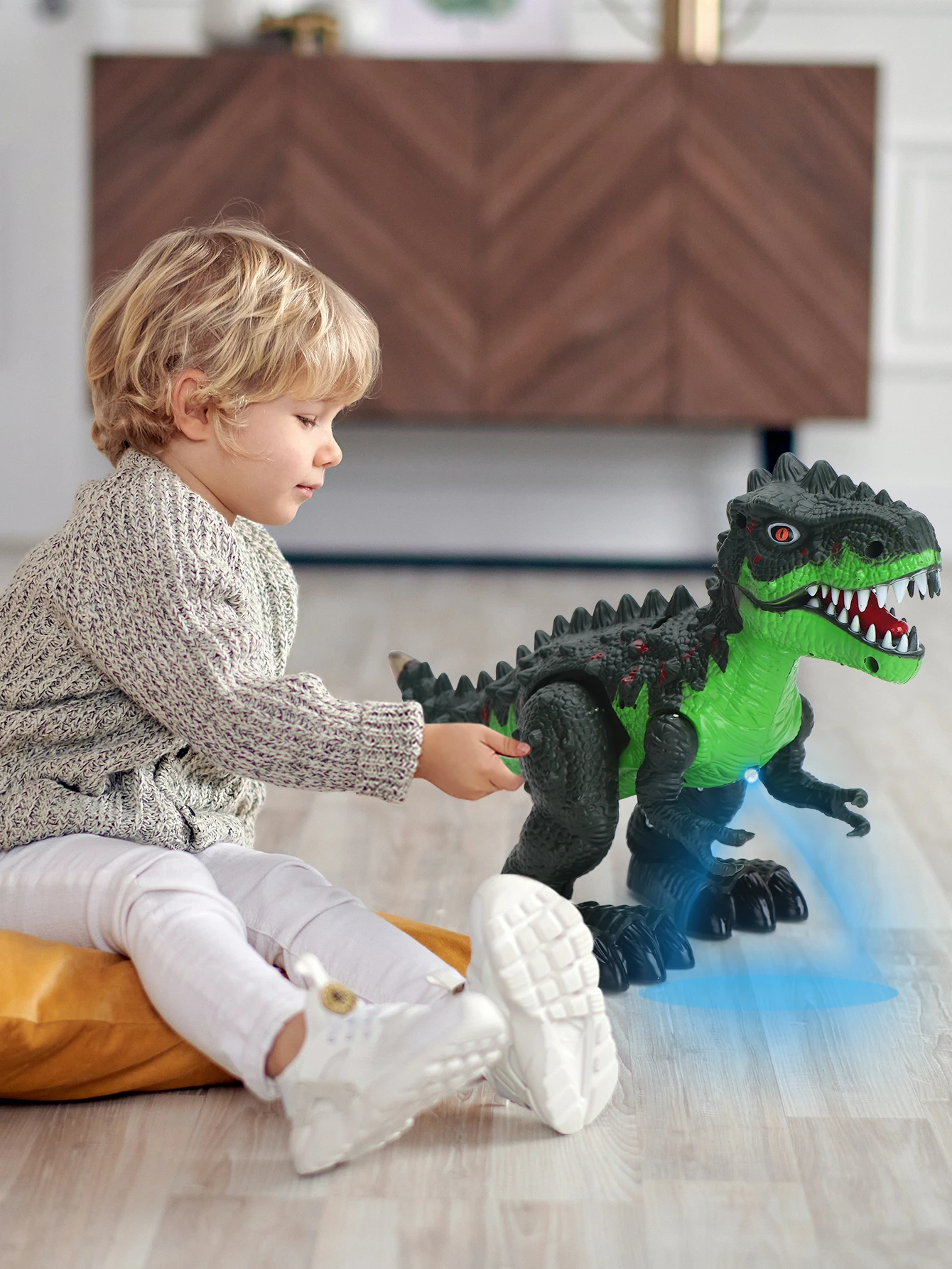 Tiranosaurio eléctrico Rex, juguete adecuado para niños mayores de 3 años con luz, efectos de sonido, dinosaurio eléctrico para caminar